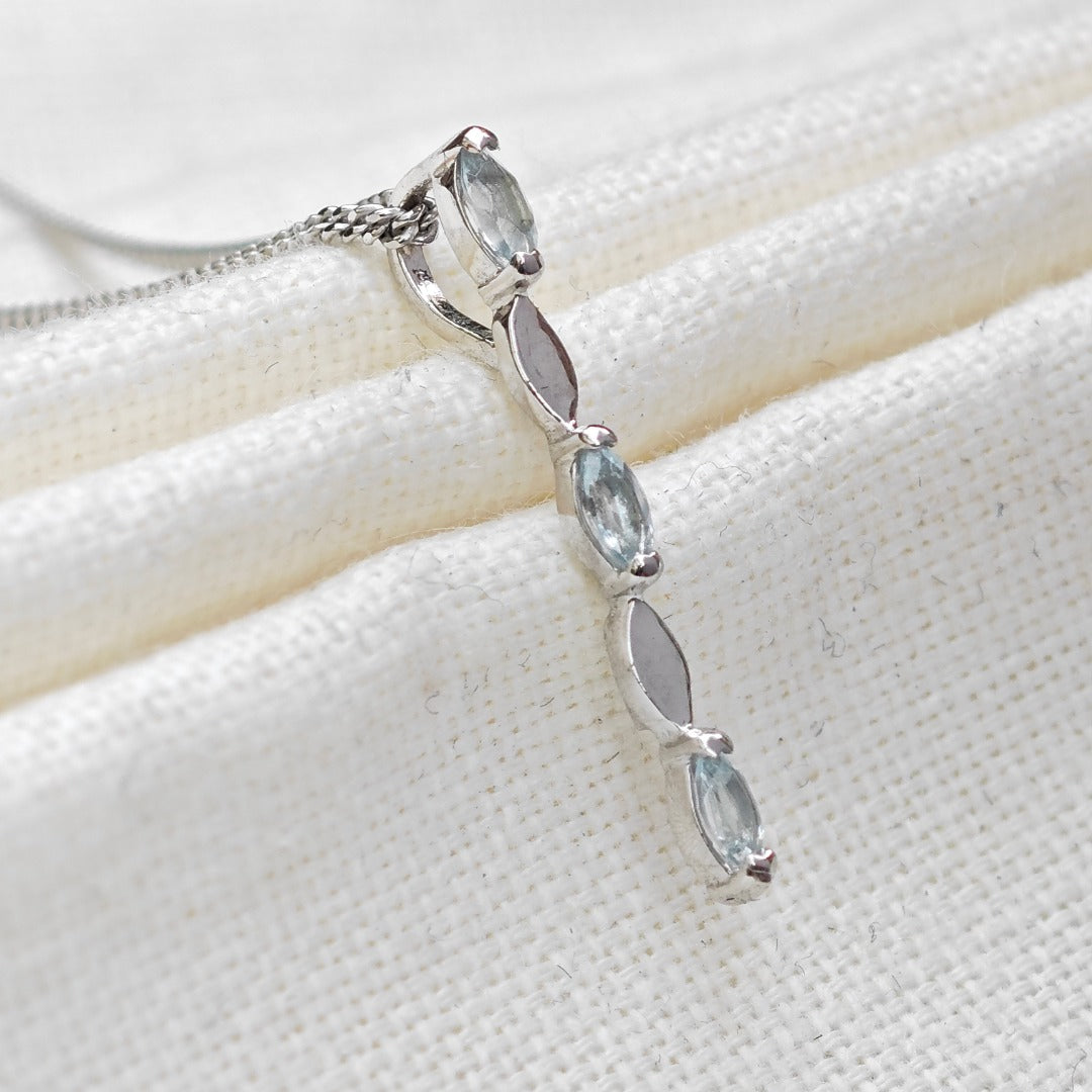 Blue Topaz Pendant Sterling Silver Infinity Marquise