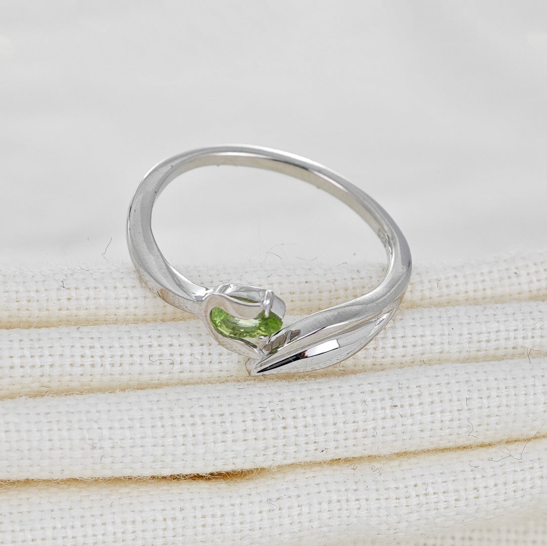 Peridot Ring Sterling Silver Adjustable Tulip Flower