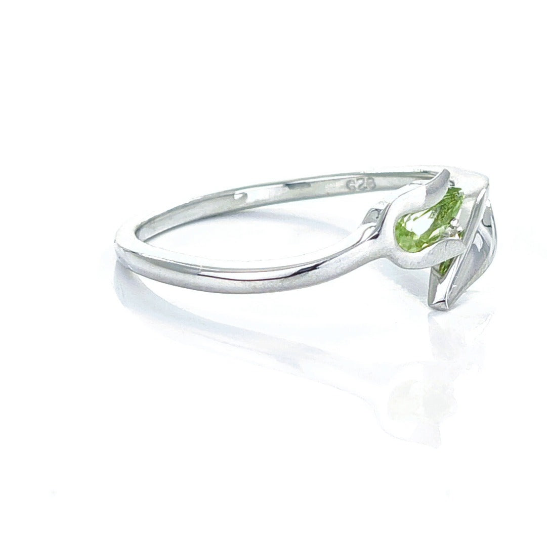 Peridot Ring Sterling Silver Adjustable Tulip Flower