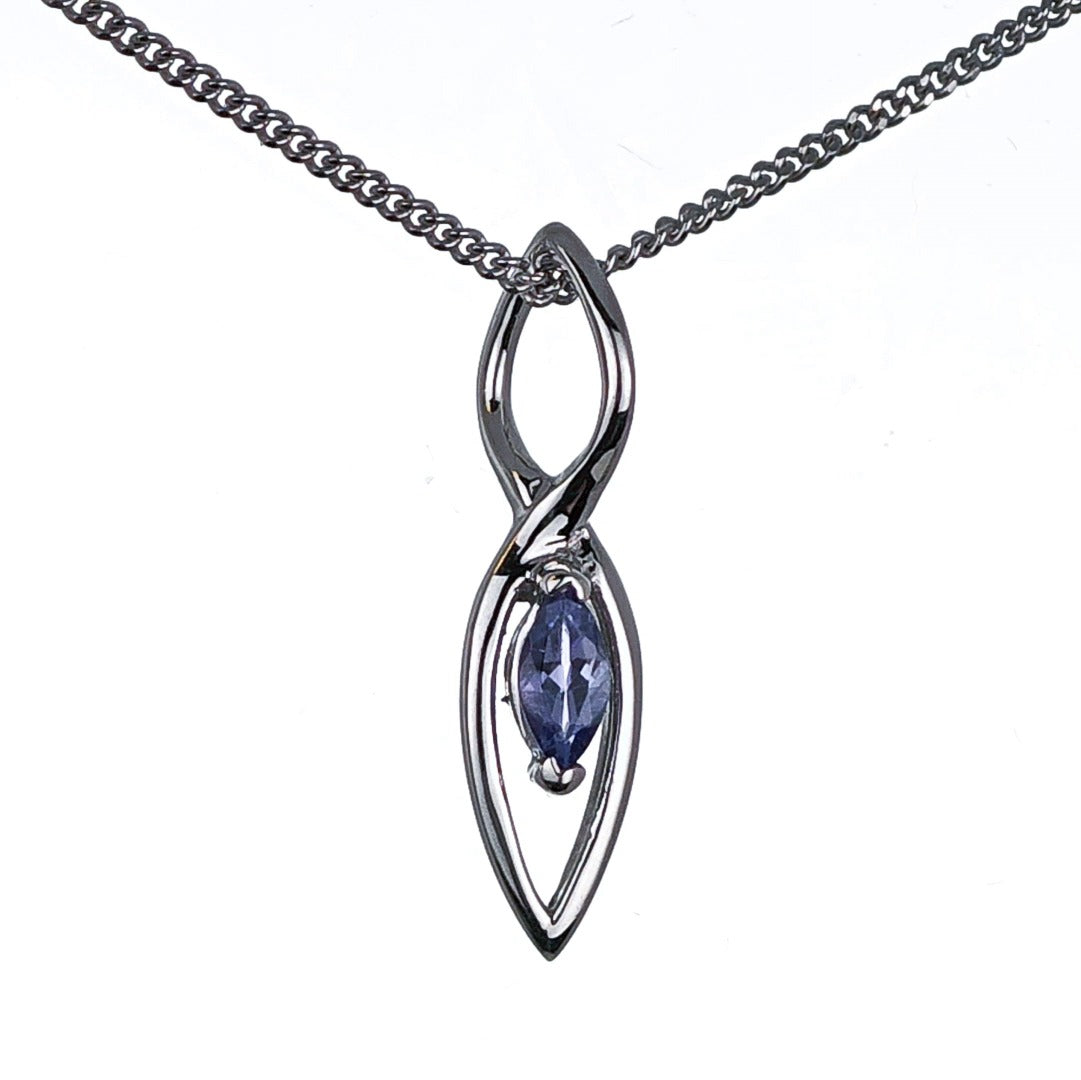 Tanzanite Pendant Sterling Silver Marquise Dangle