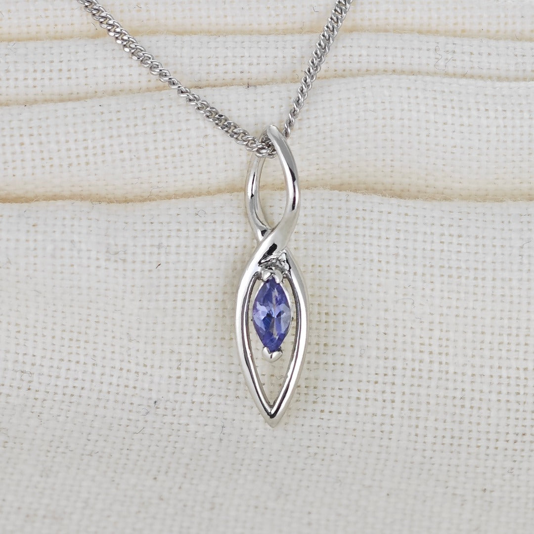 Tanzanite Pendant Sterling Silver Marquise Dangle