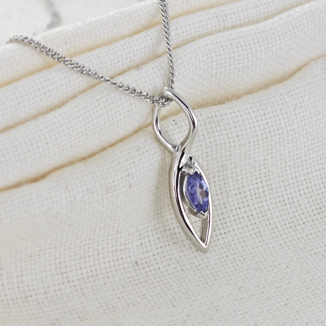 Tanzanite Pendant Sterling Silver Marquise Dangle