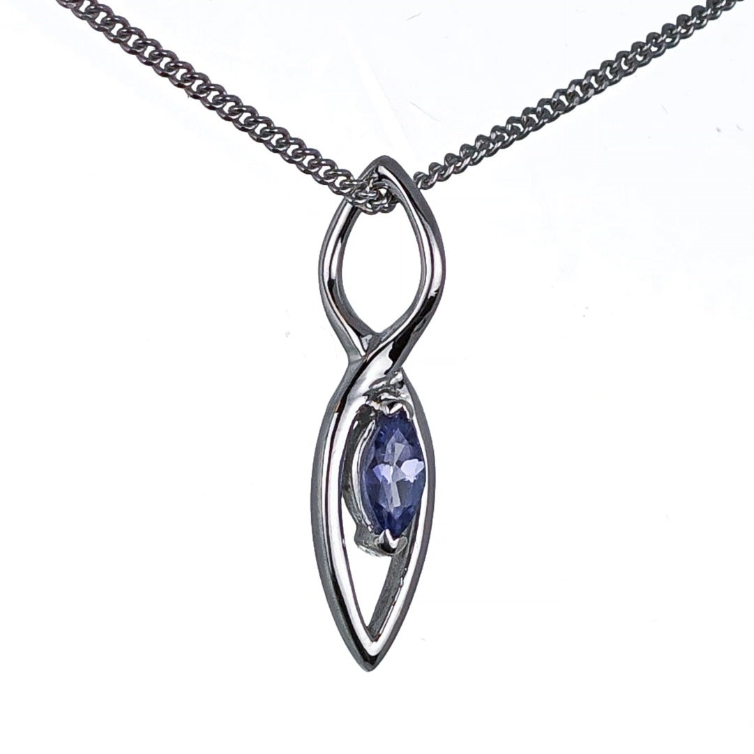 Tanzanite Pendant Sterling Silver Marquise Dangle