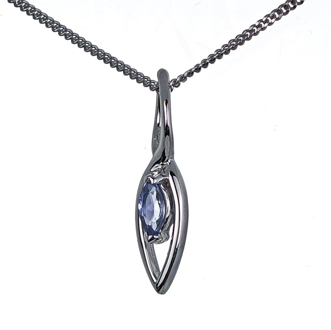 Tanzanite Pendant Sterling Silver Marquise Dangle