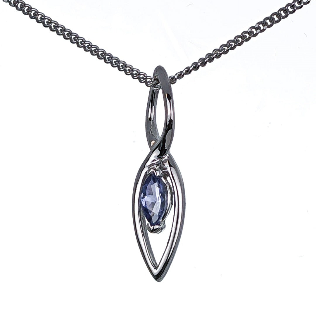 Tanzanite Pendant Sterling Silver Marquise Dangle