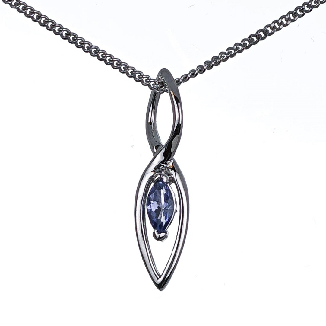 Tanzanite Pendant Sterling Silver Marquise Dangle