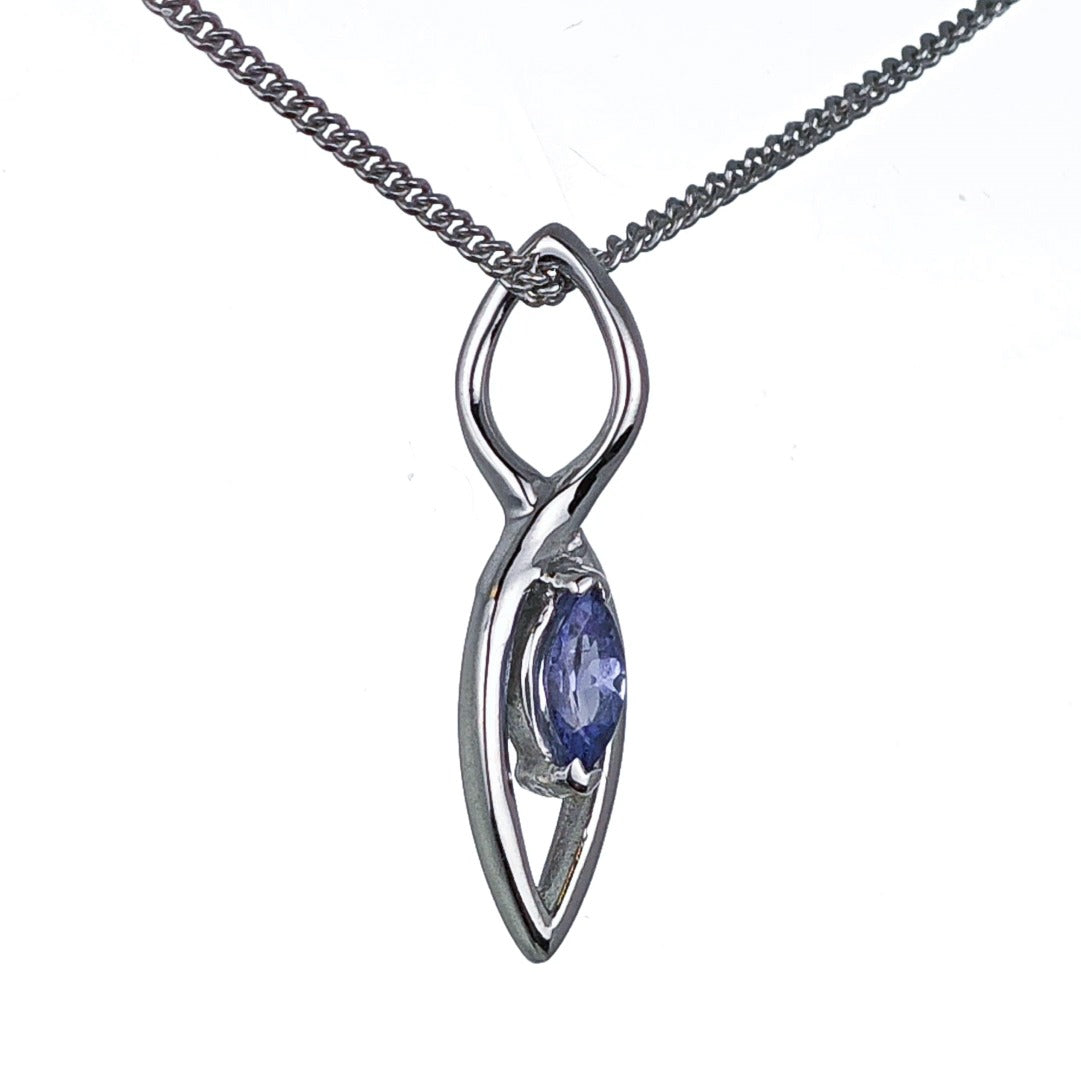 Tanzanite Pendant Sterling Silver Marquise Dangle