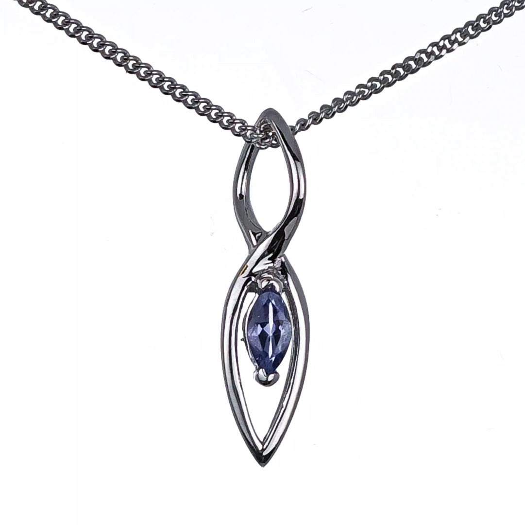 Tanzanite Pendant Sterling Silver Marquise Dangle