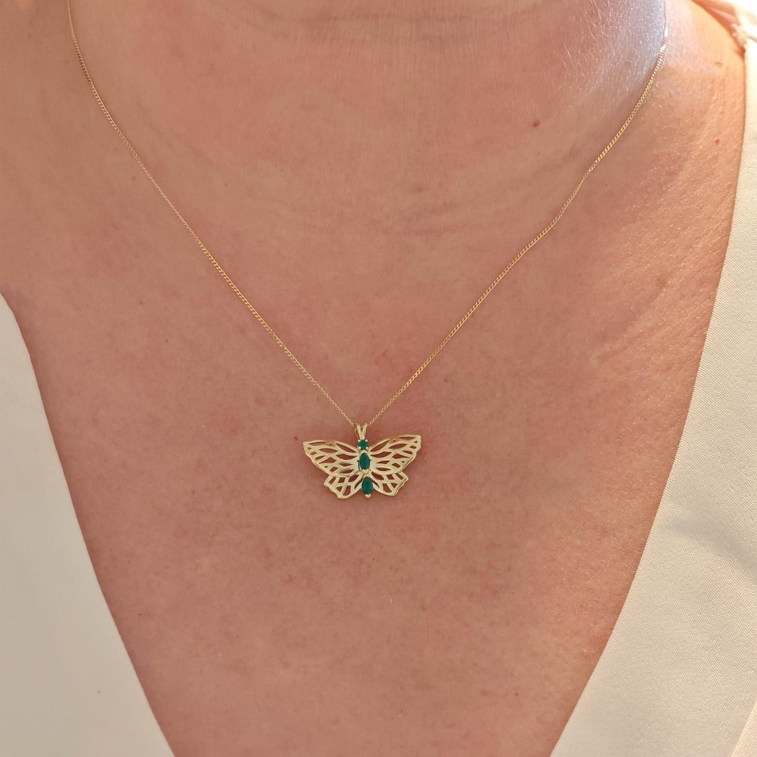 Small gold hot sale butterfly necklace