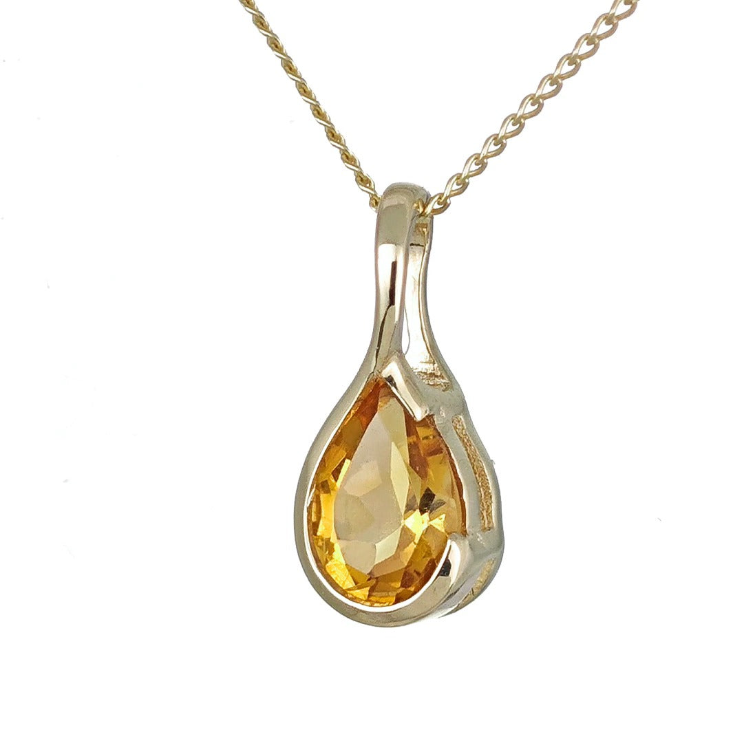 Citrine Pendant 9ct Yellow Gold Infinity Loop