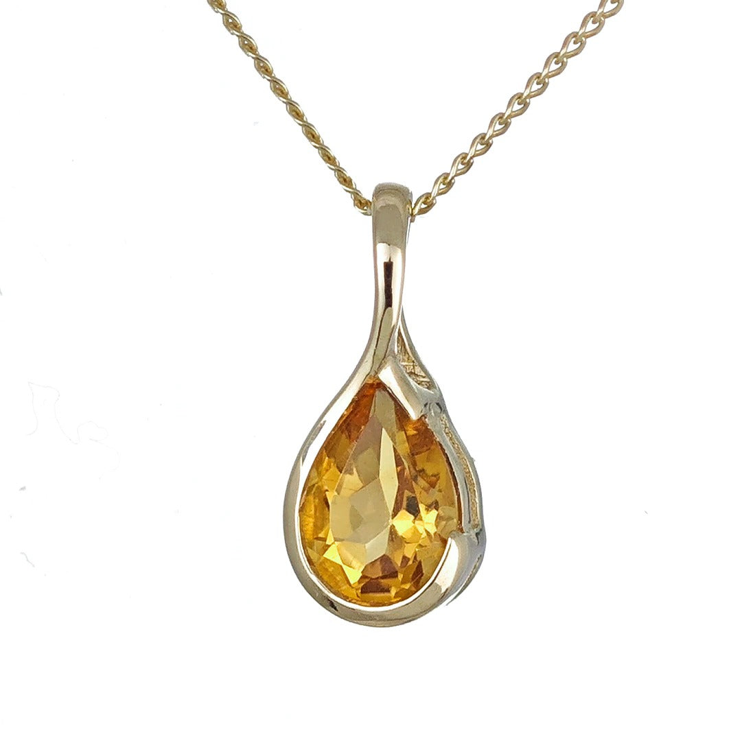 Citrine Pendant 9ct Yellow Gold Infinity Loop