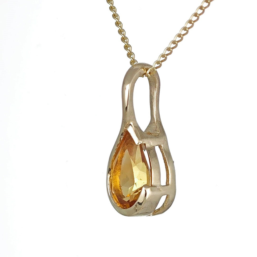 Citrine Pendant 9ct Yellow Gold Infinity Loop