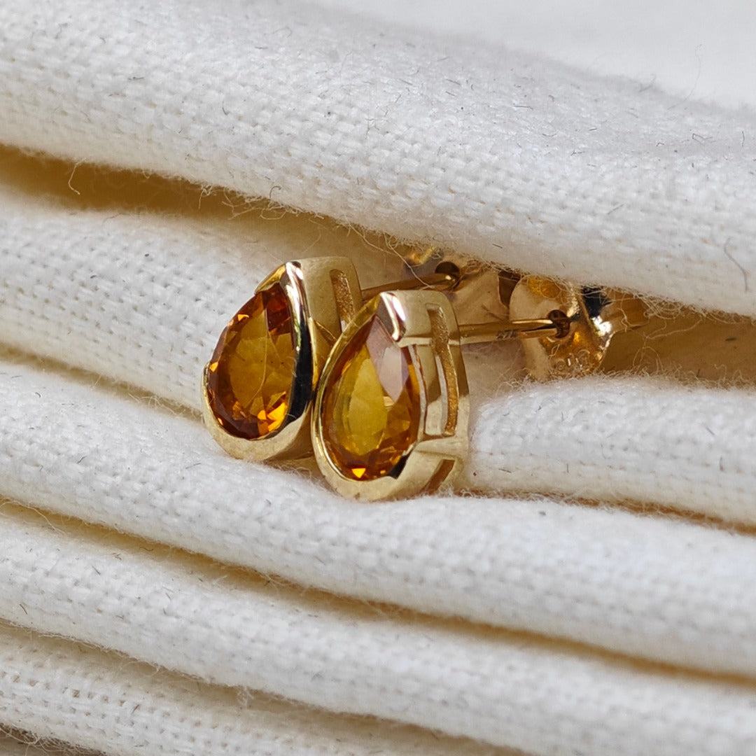 Citrine Gold 9ct Stud Earrings