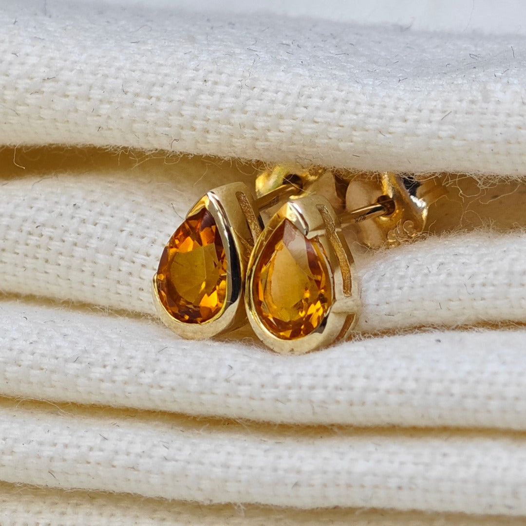 Citrine Gold 9ct Stud Earrings