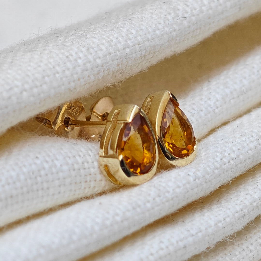 Citrine Gold 9ct Stud Earrings