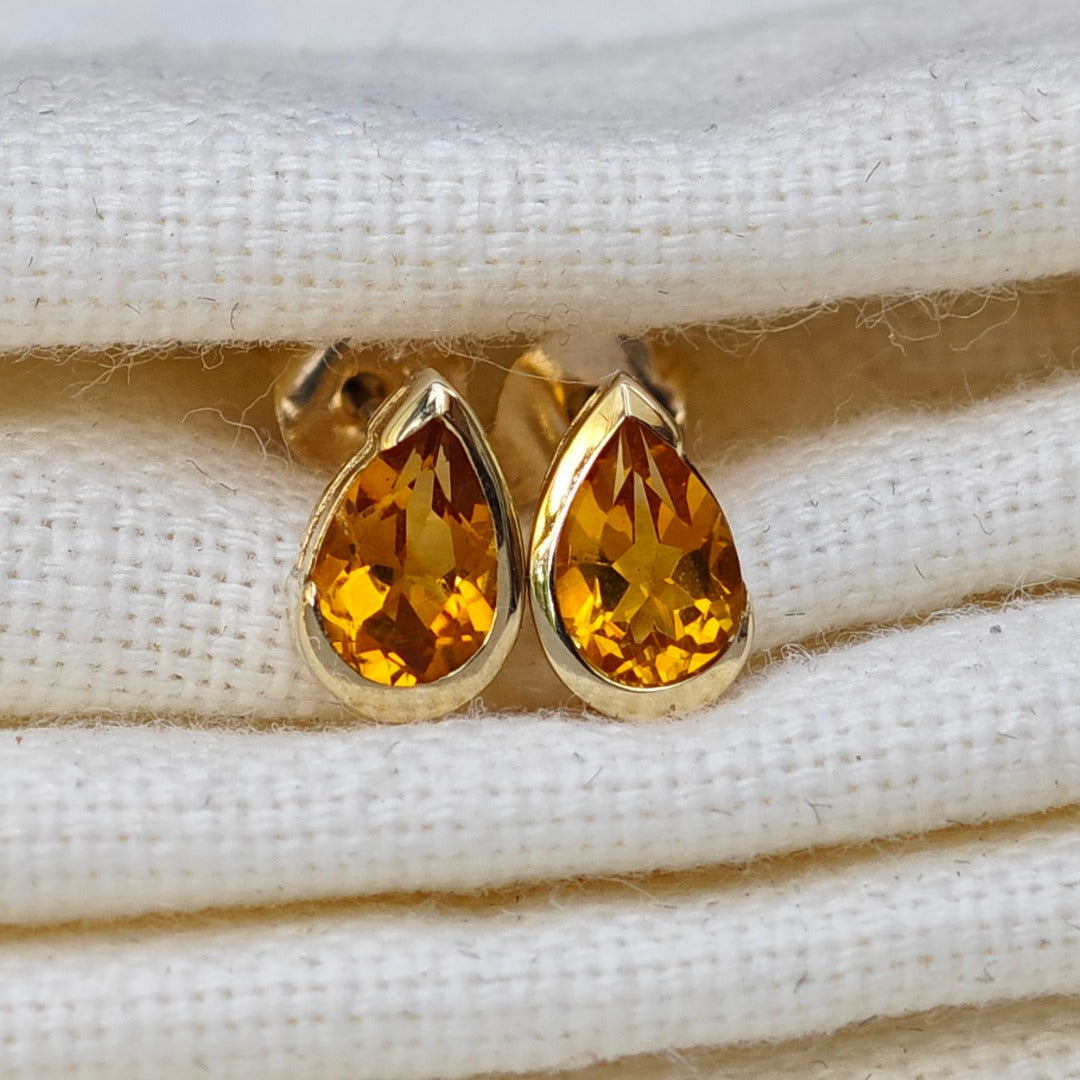 Citrine Gold 9ct Stud Earrings