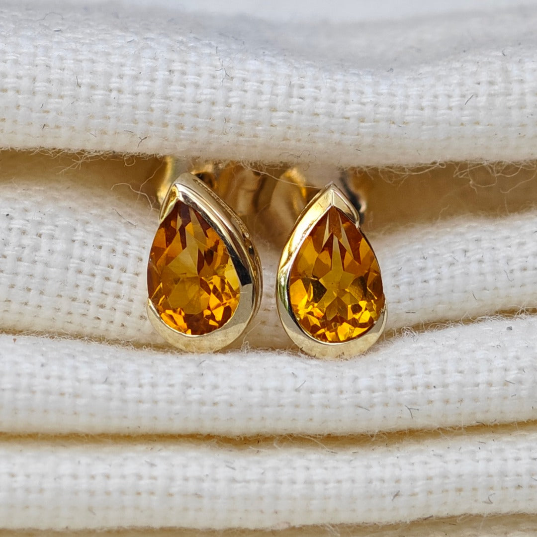 Citrine Gold 9ct Stud Earrings