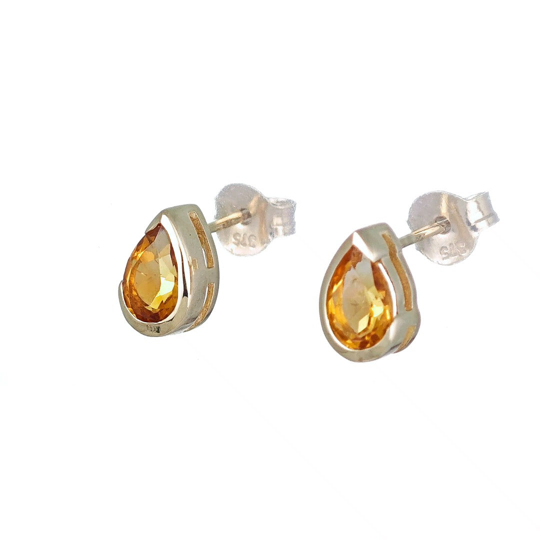 Citrine Gold 9ct Stud Earrings