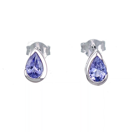 Tanzanite Earrings 9ct White Gold Studs Infinity Loop