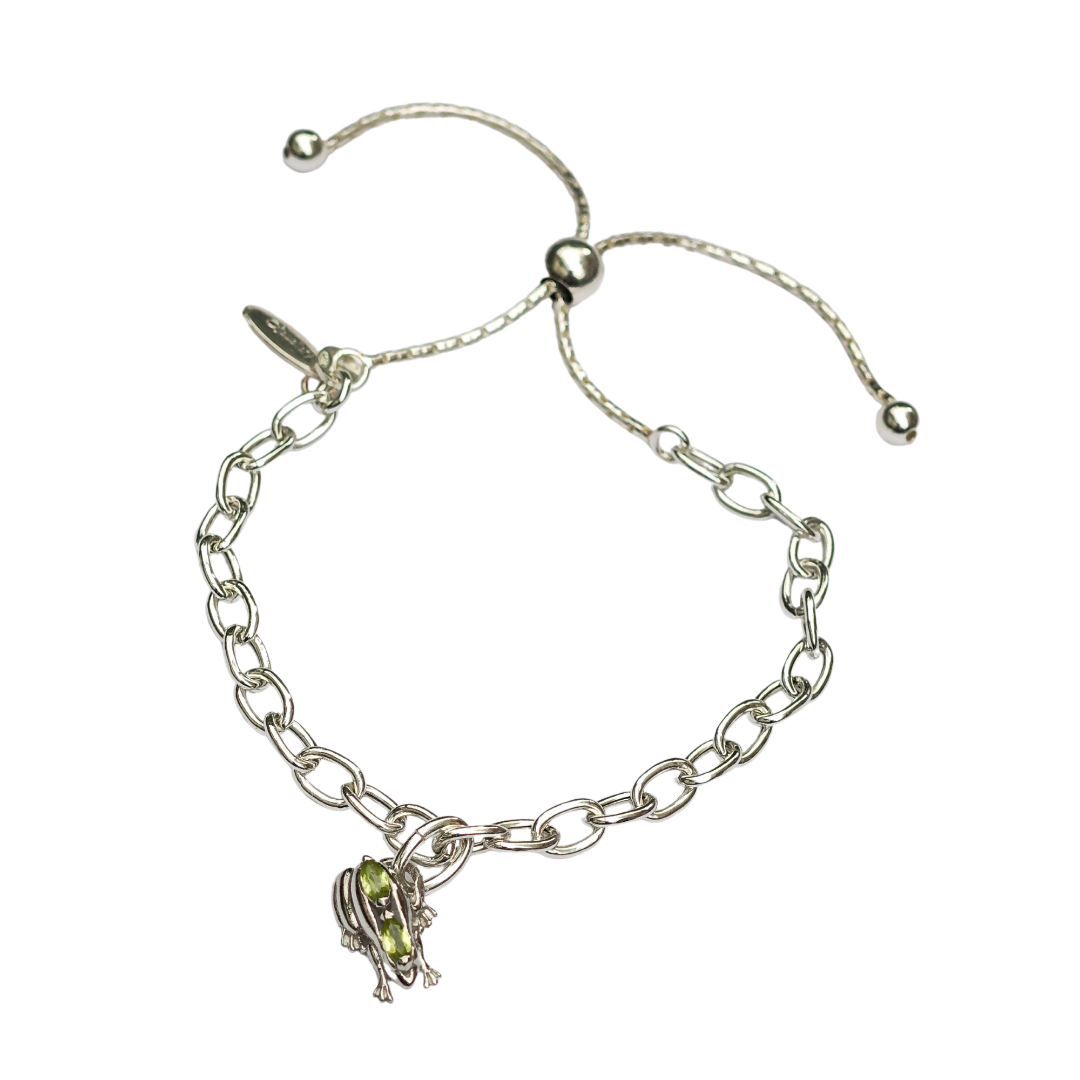 Peridot Frog Slider Bracelet