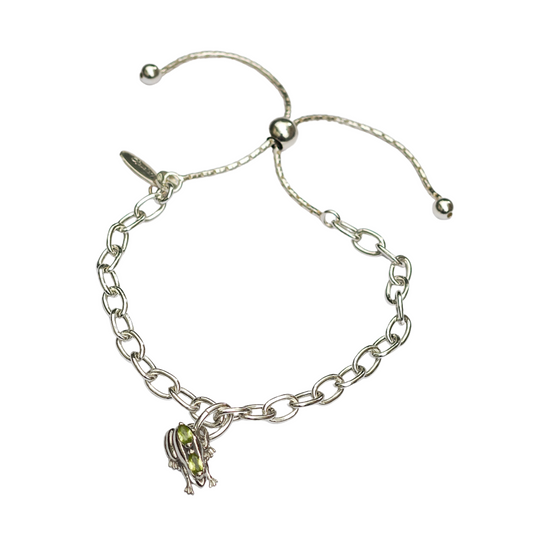 Peridot Frog Slider Bracelet