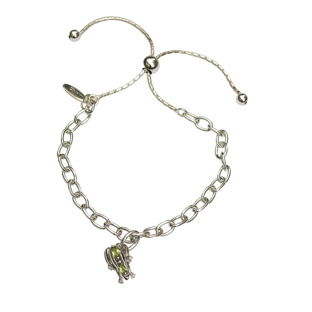 Peridot Frog Slider Bracelet