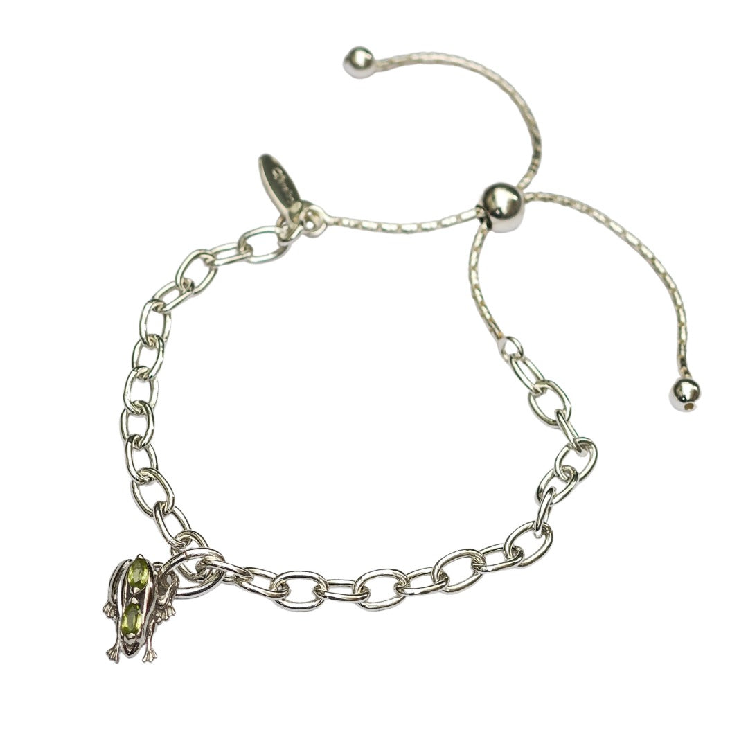 Peridot Frog Slider Bracelet