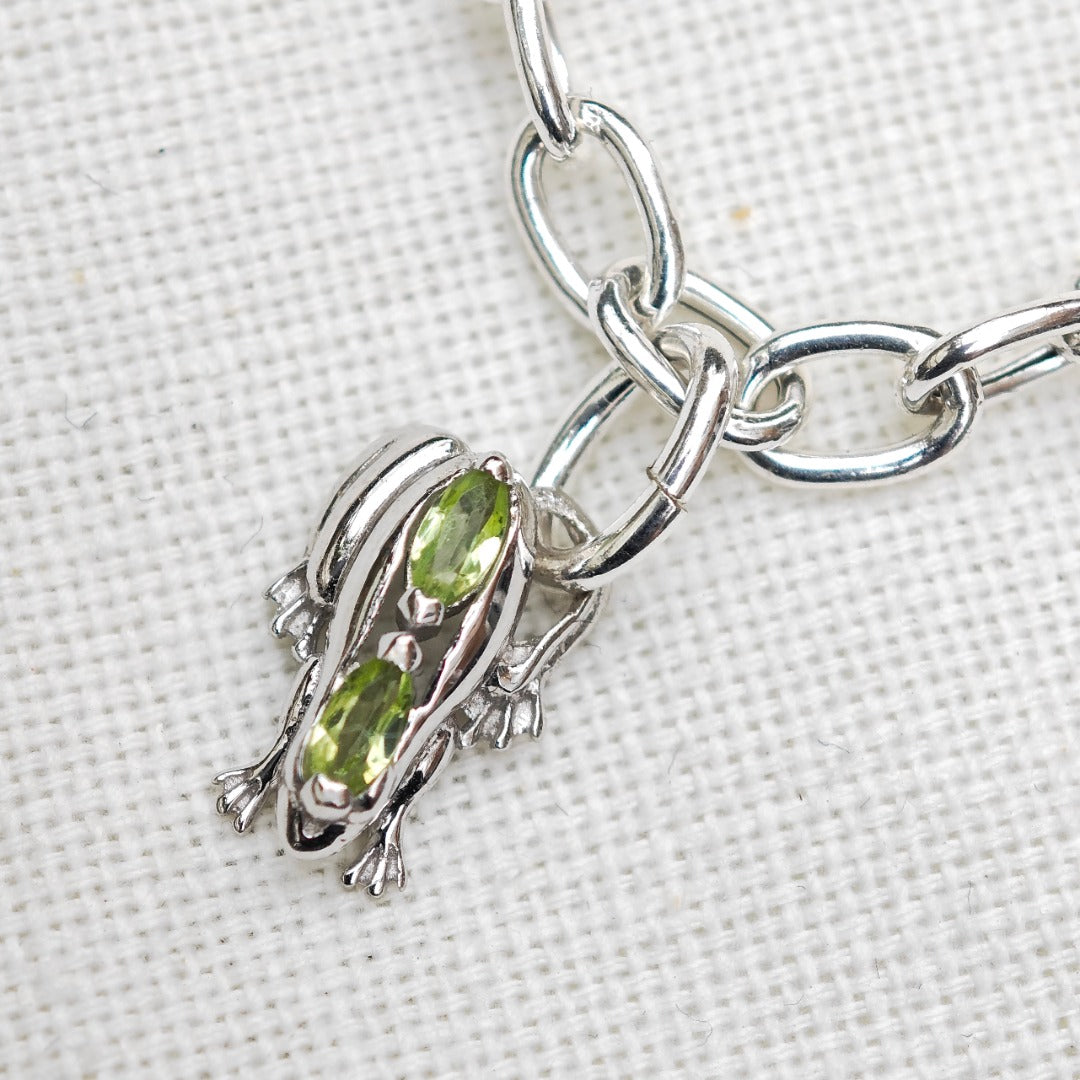 Peridot Frog Slider Bracelet