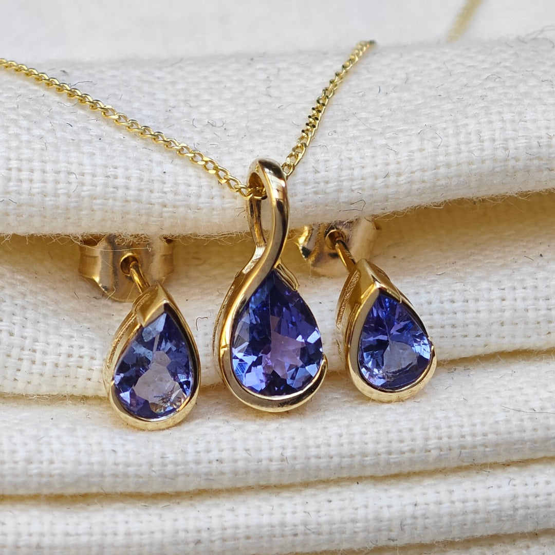 ✨Tanzanite Drop factory Pendant & Earring Set✨