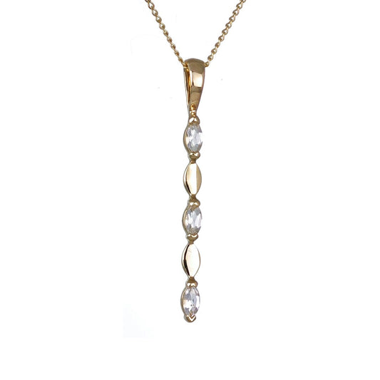 9ct Yellow Gold White Topaz Necklace Infinity Marquise