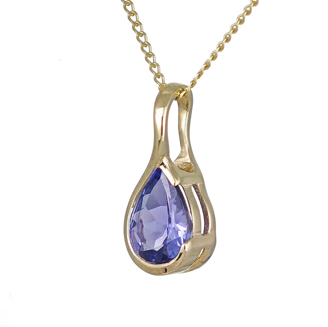 9ct Yellow Gold Tanzanite Necklace Infinity Loop Blue Natural Gemstone