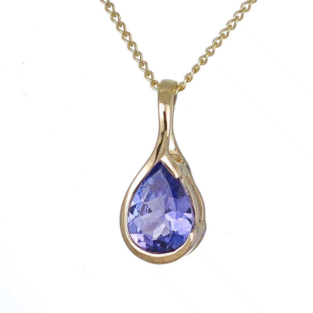 9ct Yellow Gold Tanzanite Necklace Infinity Loop Blue Natural Gemstone