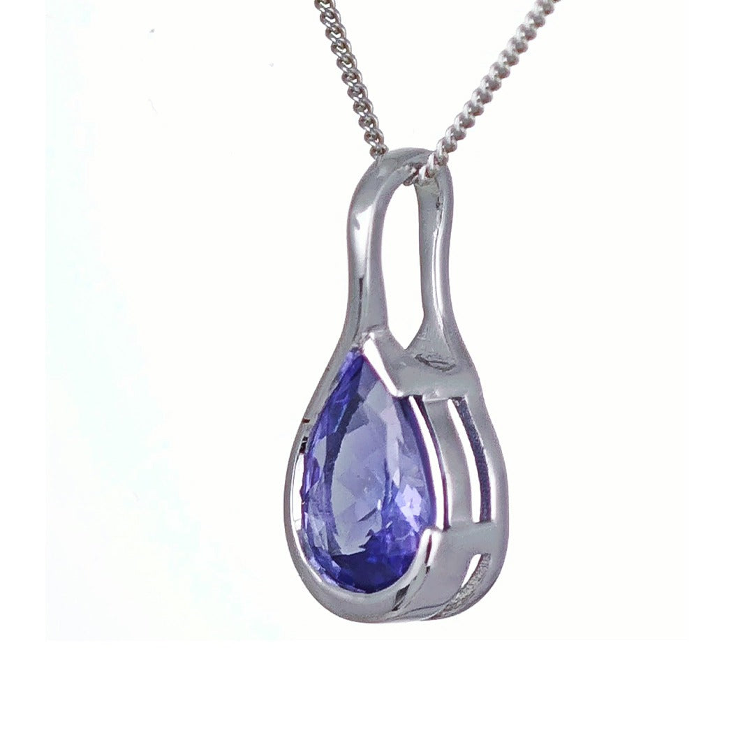 9ct White Gold Tanzanite Necklace Infinity Loop Natural Blue Gemstone