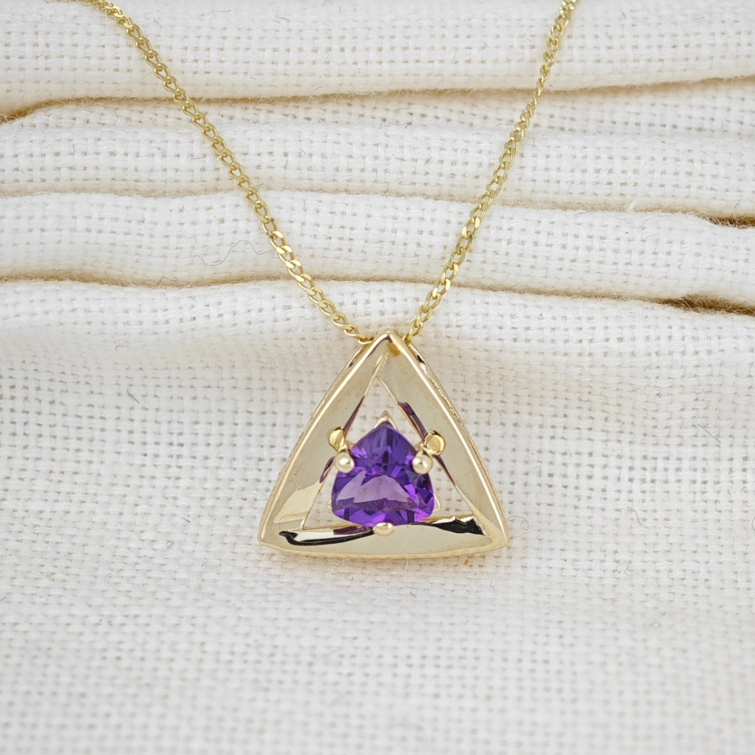 SALE! Amethyst Stalactite Pendant, on Gold Vermeil chain w/Amethyst Faceted Roundels,Beautiful, Triangular/Fan cheapest Shaped (Last beauty!)