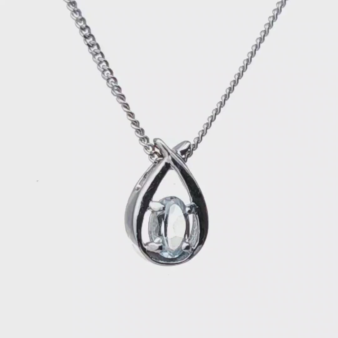 Aquamarine Oval pendant sterling silver