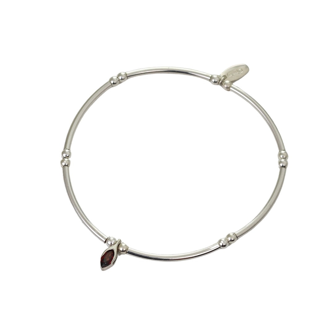 Garnet Silver Stacking Bracelet