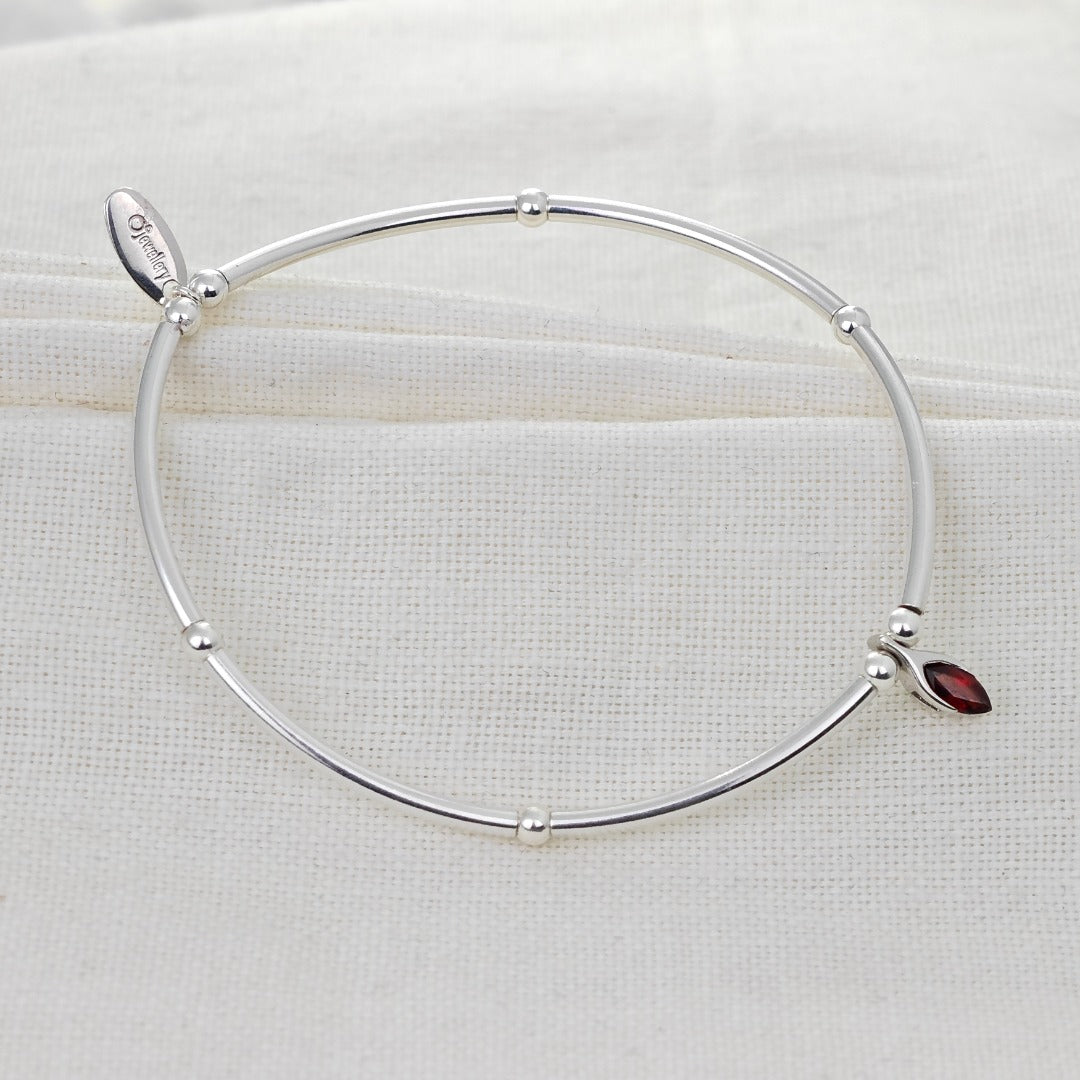 Garnet Silver Stacking Bracelet