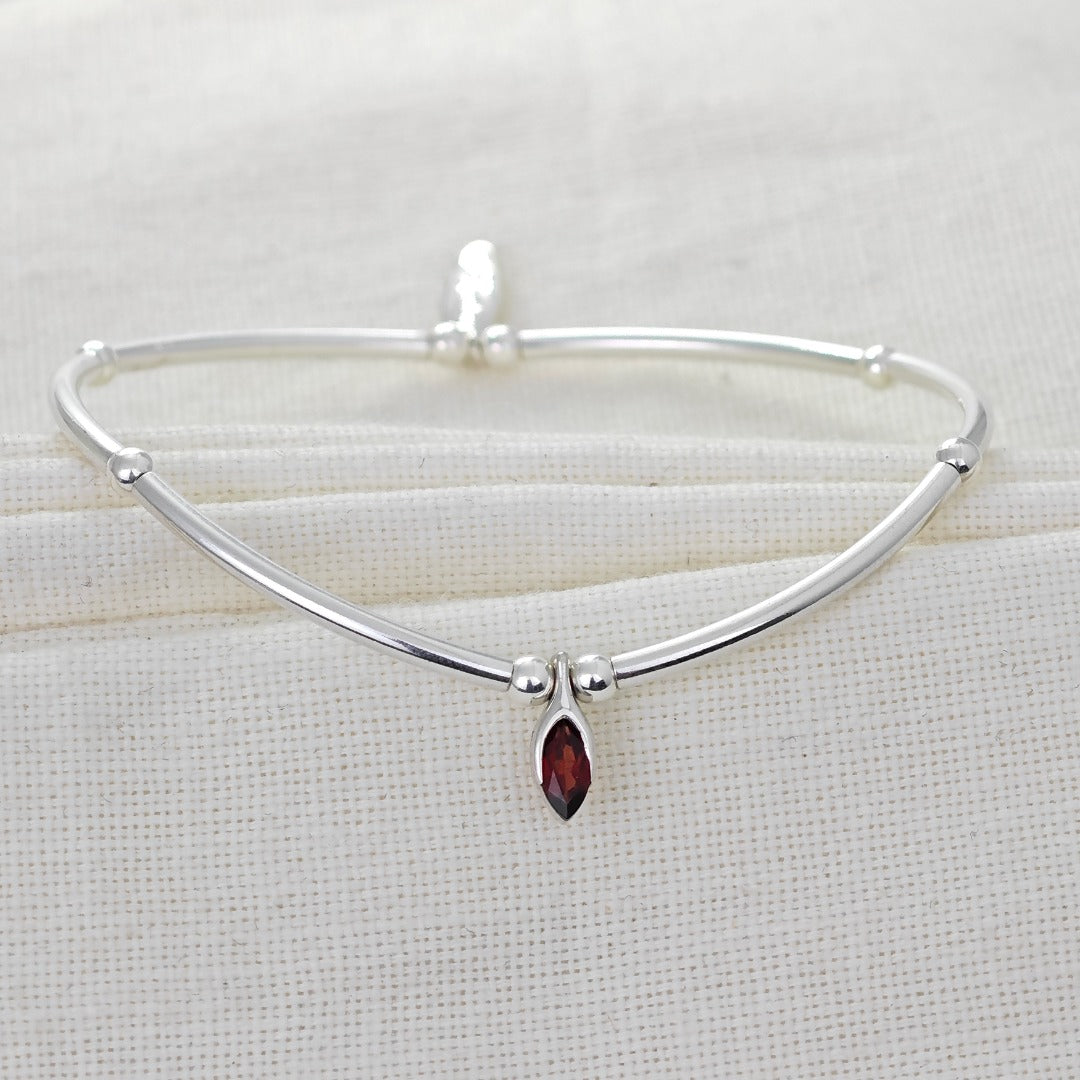 Garnet Silver Stacking Bracelet