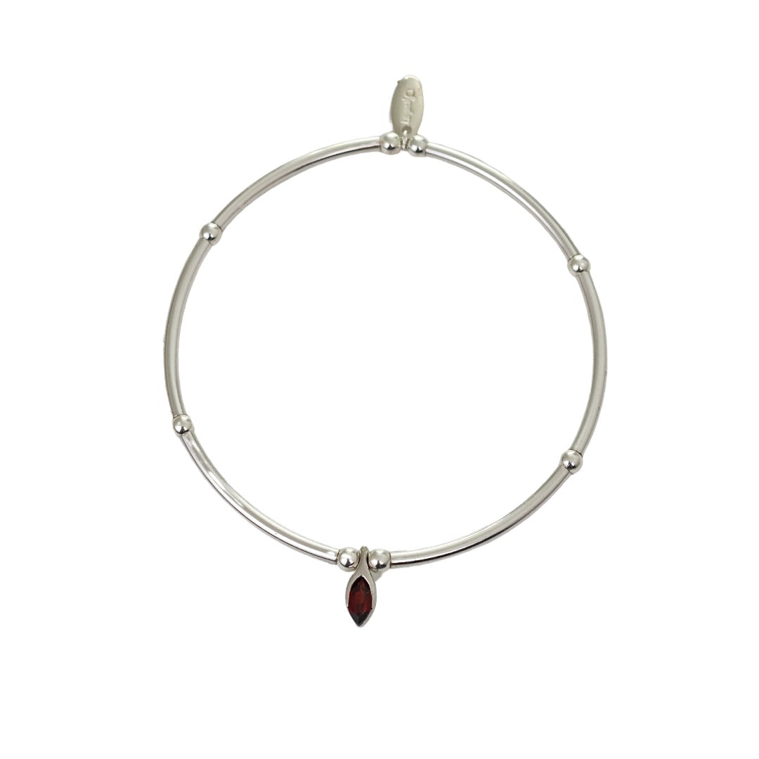 Garnet Silver Stacking Bracelet