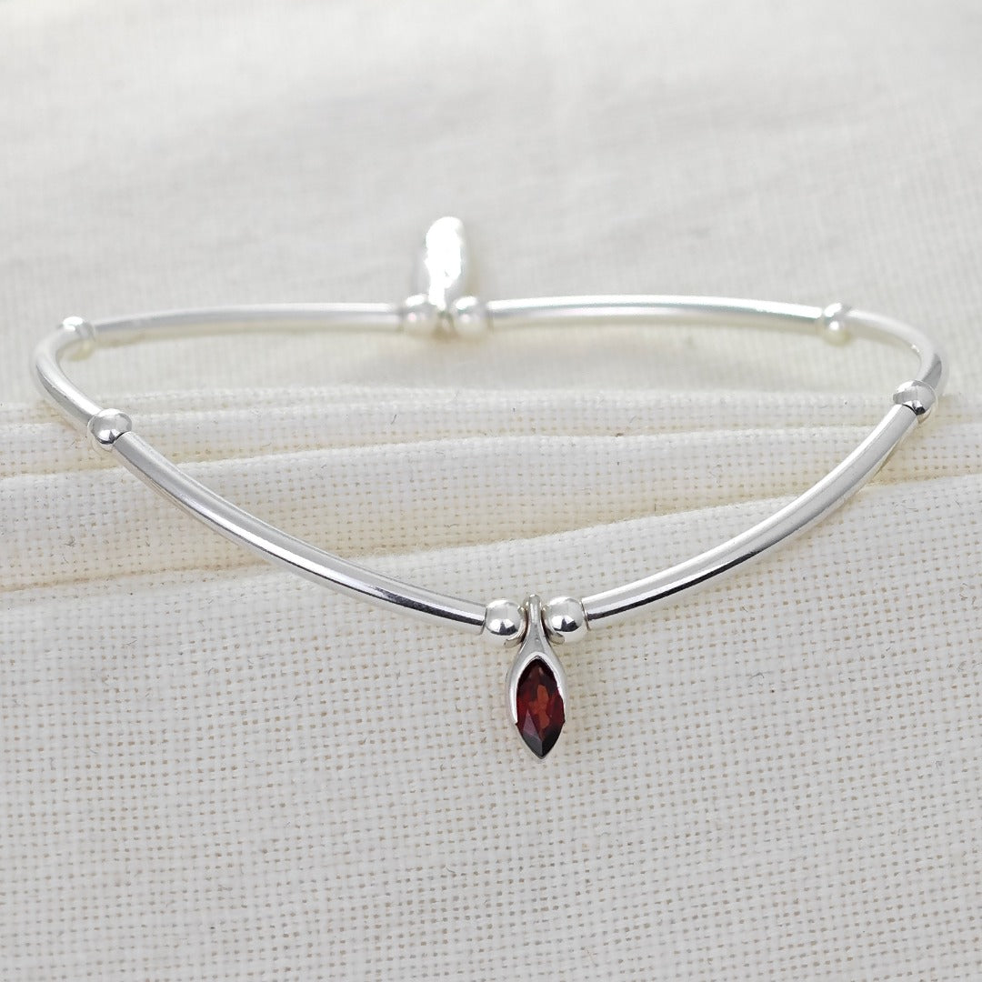 Garnet Silver Stacking Bracelet