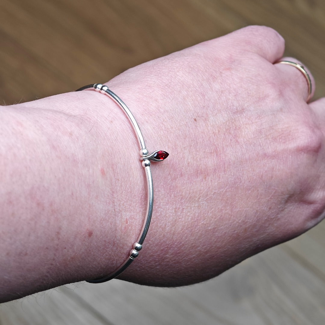 Garnet Silver Stacking Bracelet