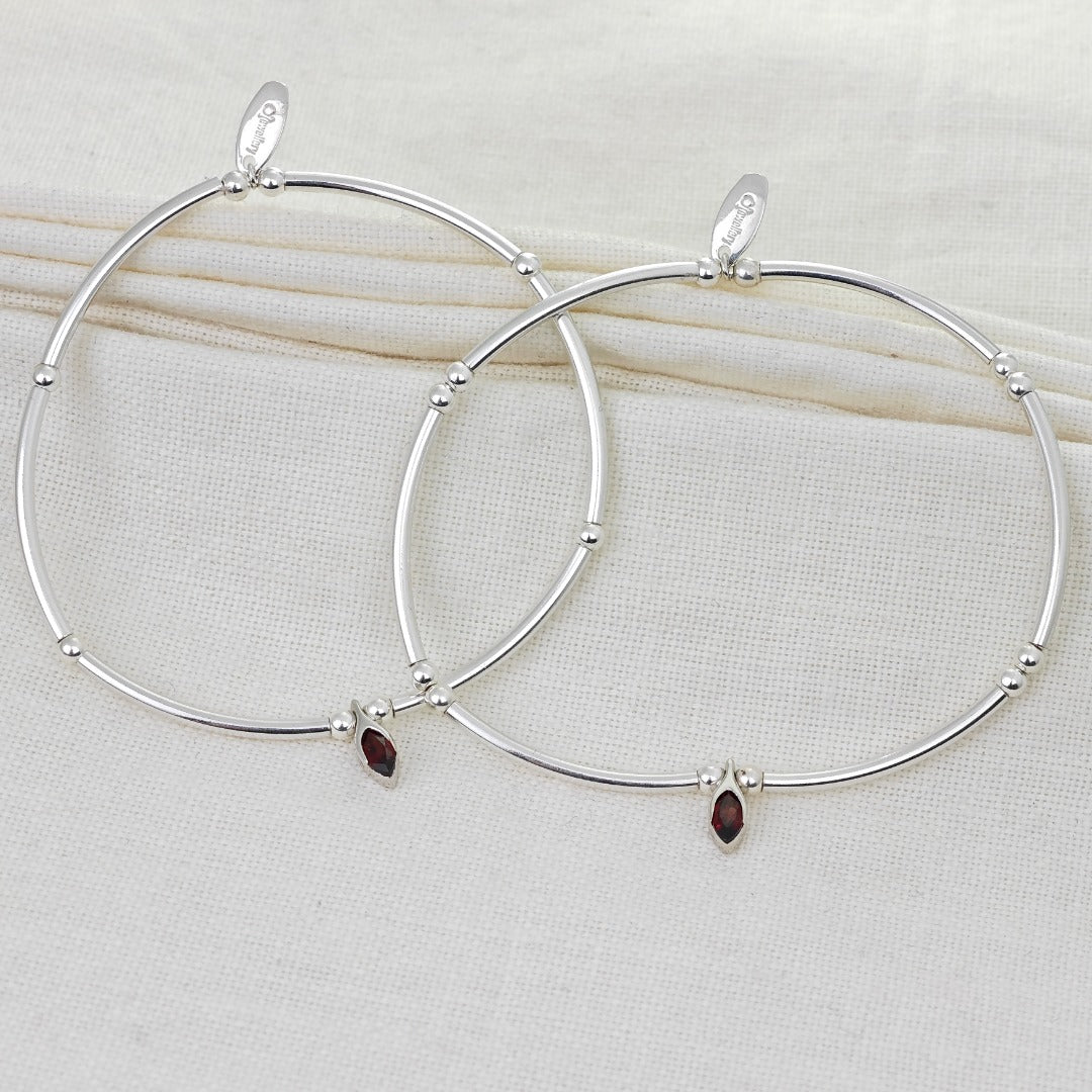 Garnet Silver Stacking Bracelet