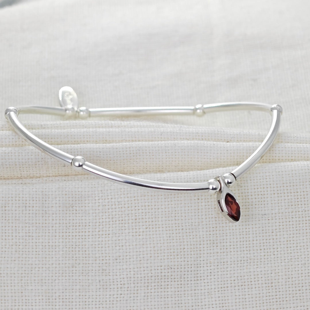 Garnet Silver Stacking Bracelet