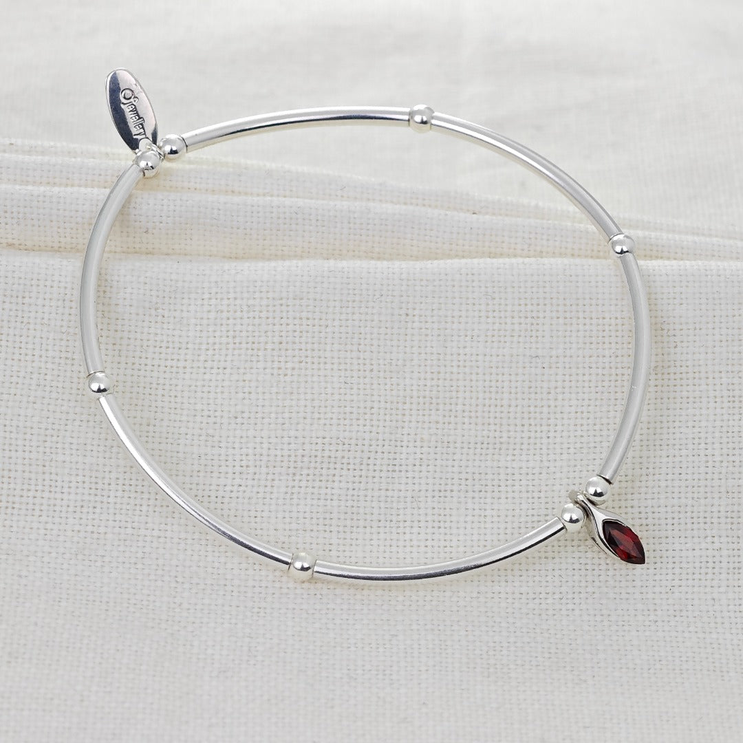 Garnet Silver Stacking Bracelet