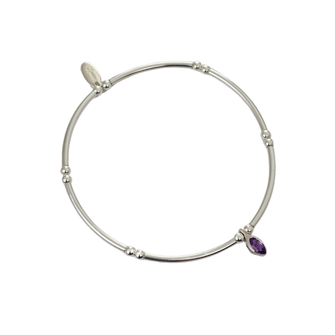 Amethyst Stretch Bracelet Sterling Silver Minimalist Stackable