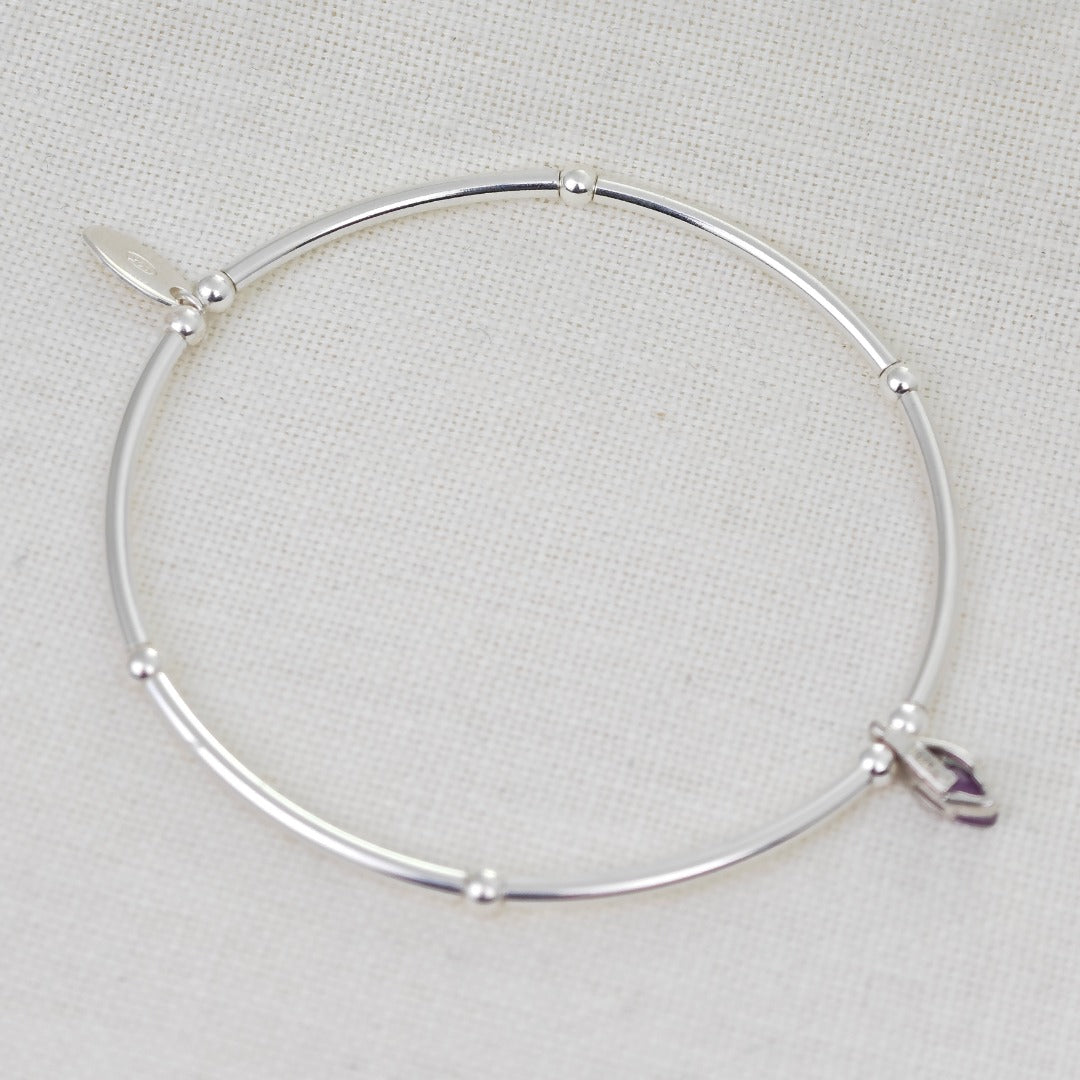 Amethyst Stretch Bracelet Sterling Silver Minimalist Stackable