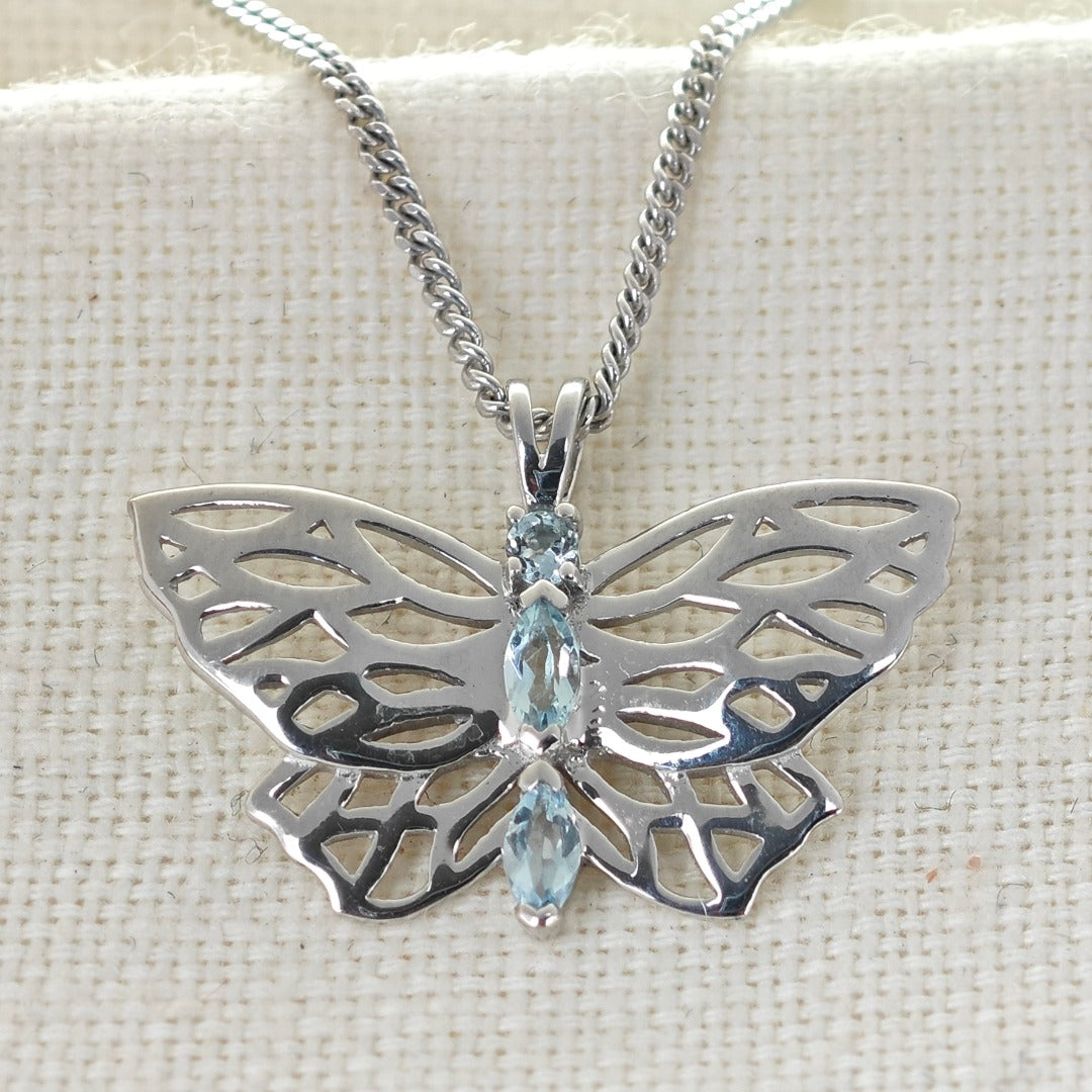 Aquamarine Butterfly Necklace