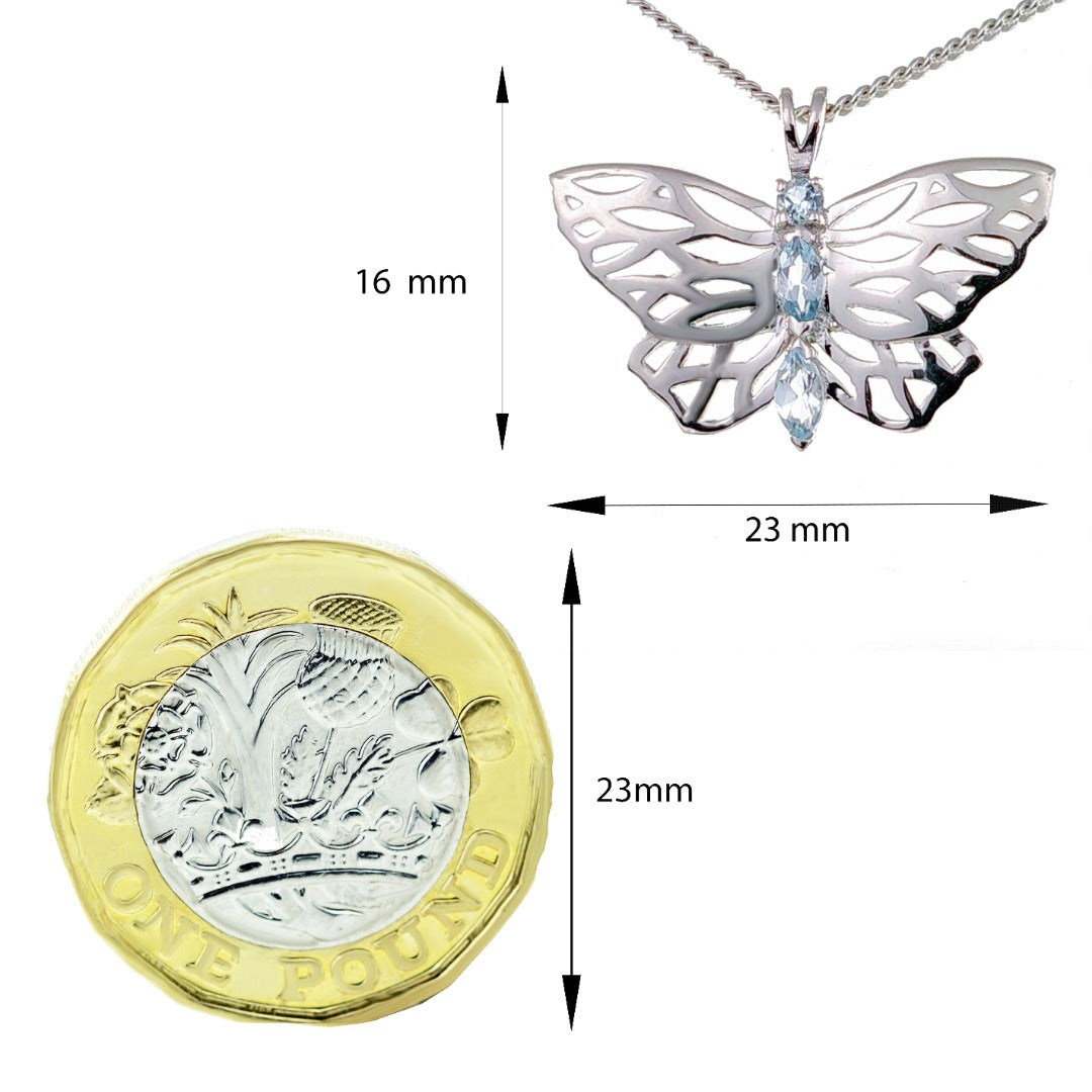 Aquamarine Butterfly Necklace