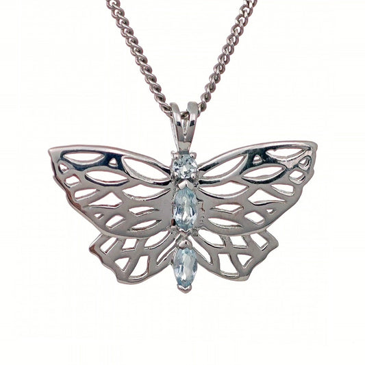 Aquamarine Butterfly Necklace