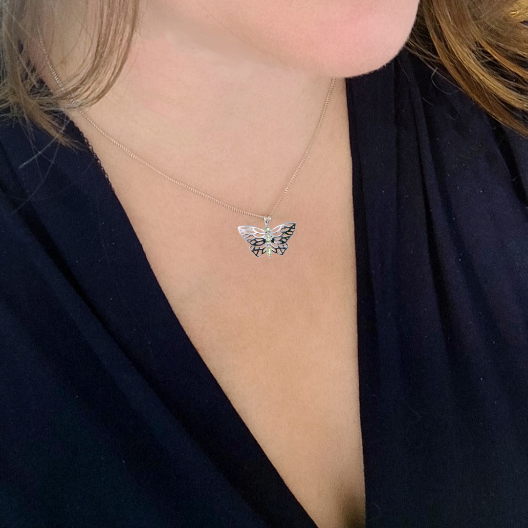 Aquamarine Butterfly Necklace